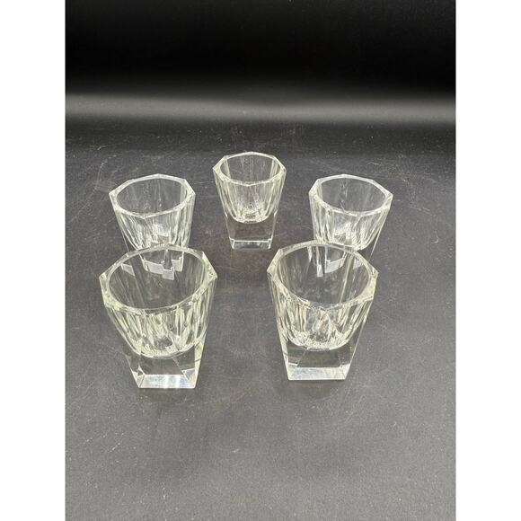 5 vintage clear crystal BRUNO POSSELT Art Deco shot glasses - Picture 1 of 8